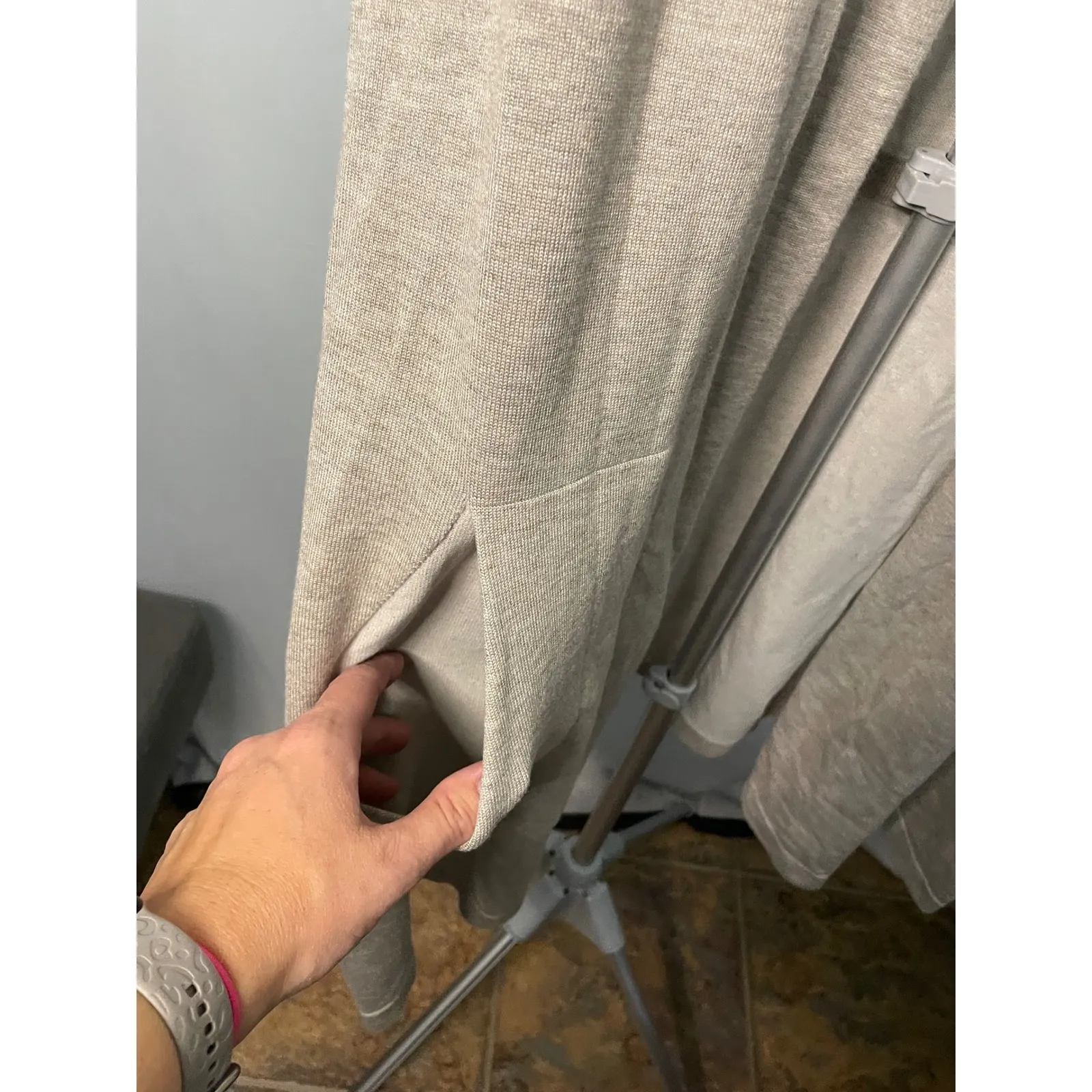 Cyrus Women's 3X Sleeveless‎ Knit Hooded Cardigan Duster Vest Beige - Image 6