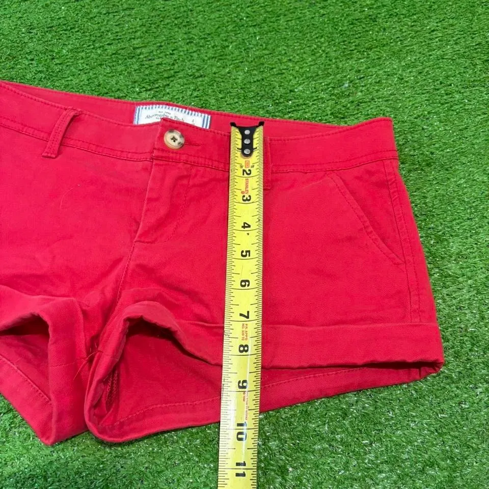 Vtg Y2K Abercrombie & Fitch Sz 4 Booty Mini Micro Shorts Chino Moose Logo Preppy - Image 4