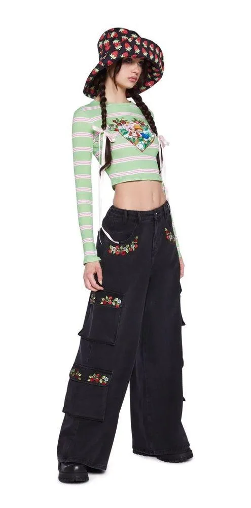 DOLLS KILL X STRAWBERRY SHORTCAKE PATCHED WITH LOVE CARGO PANTS size M - Image 2