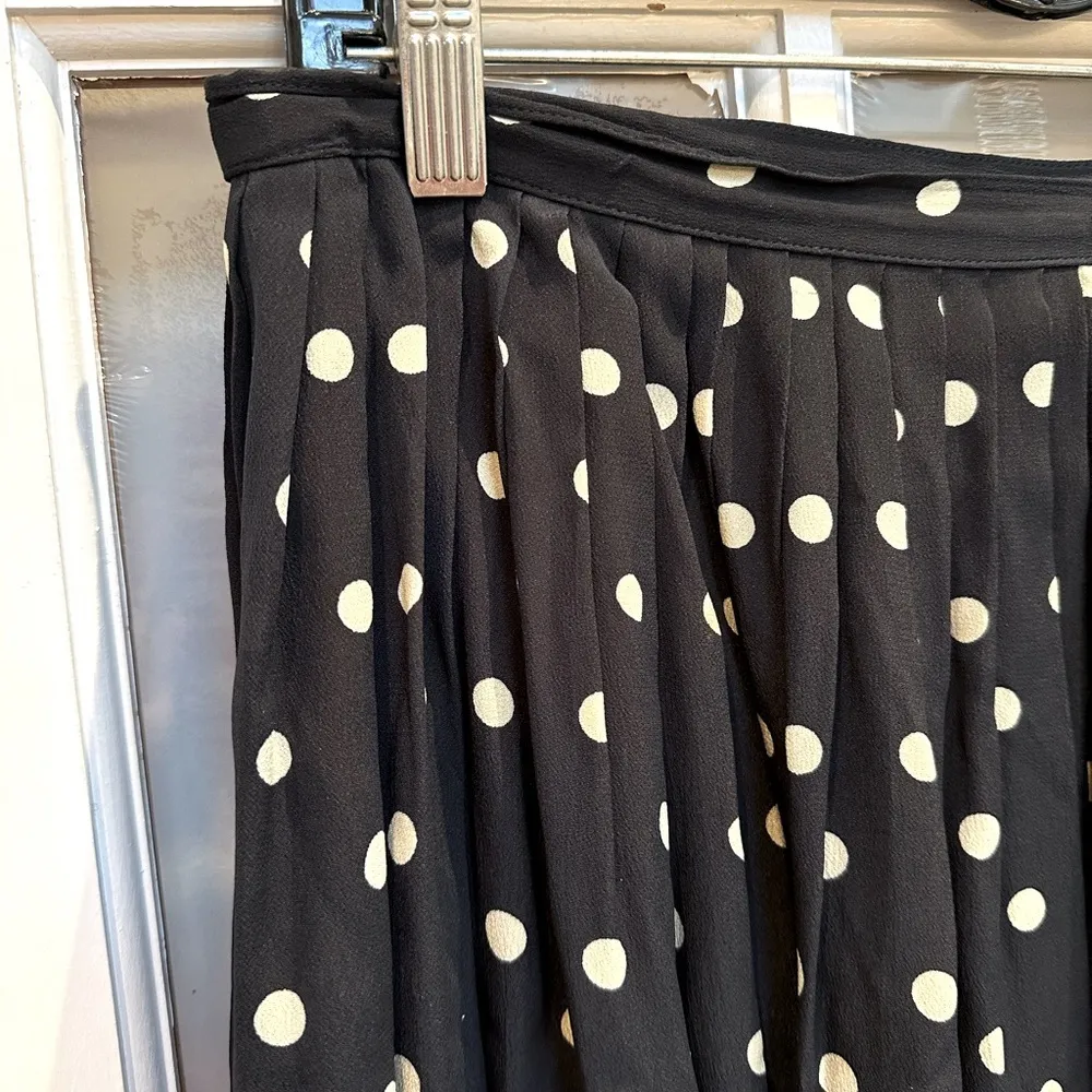 Vintage Jones New York Navy Polka Dot A-Line Midi Skirt Size 12 Pinup Rockabily - Image 3