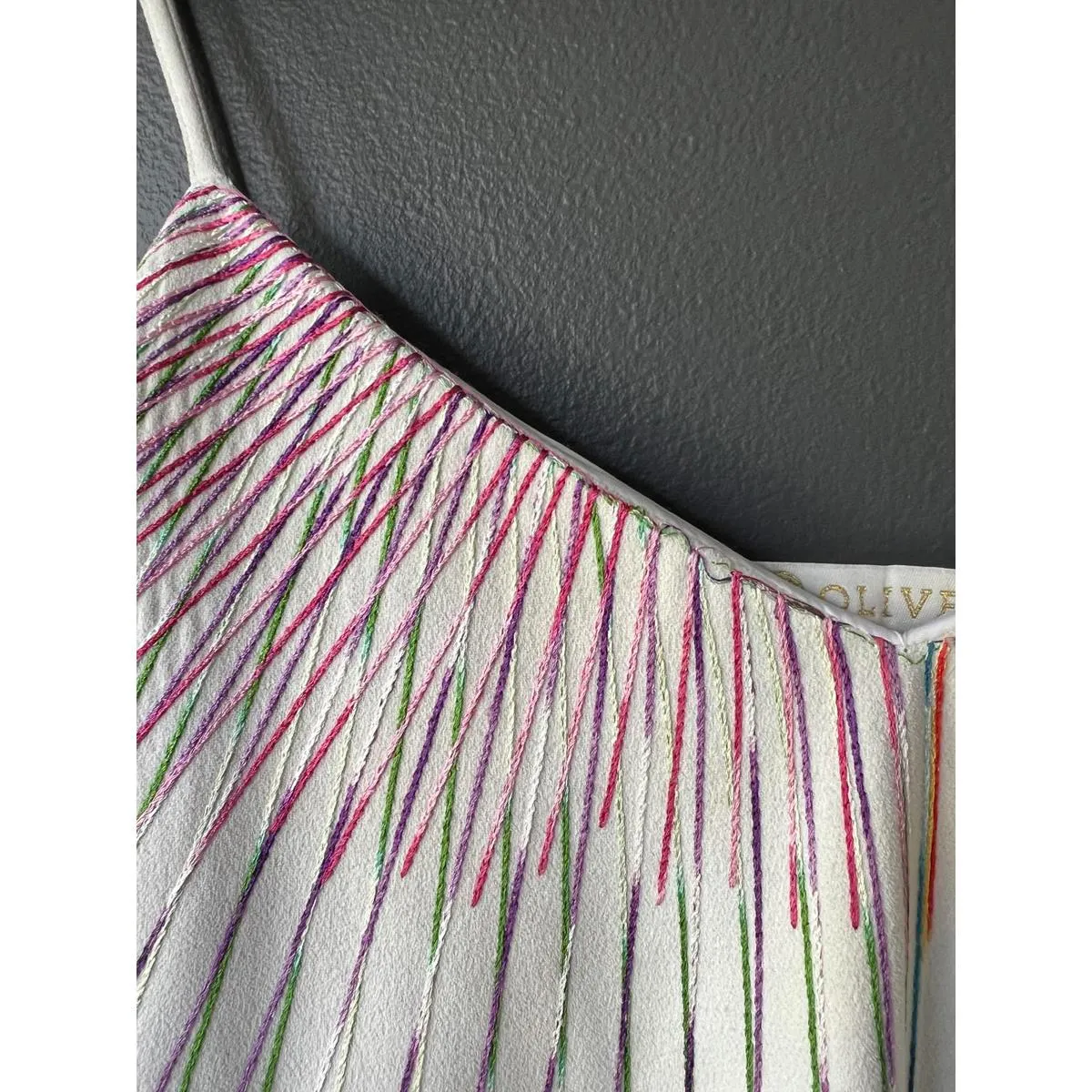 Marie Oliver White Sleeveless Dress with Multicolor Embroidery Detail - Image 6