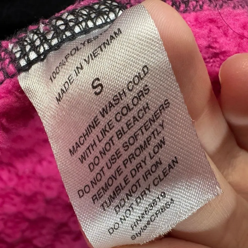 RBX Ladies S Jacket Full Zip Hot Pink Magenta Fuzzy Textured Fleece Black Trim - Image 7