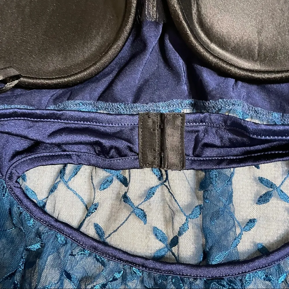 Coquette Push Up Lace Baby Doll Top Blue Size L - Image 11