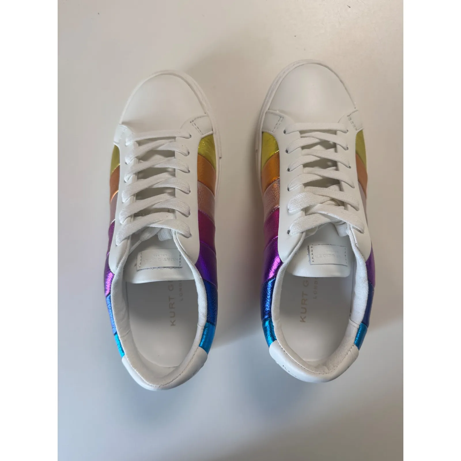 Kurt Geiger London Rainbow Sneakers White Leather Low Top Women Size 7.5 nobox‼️ - Image 9
