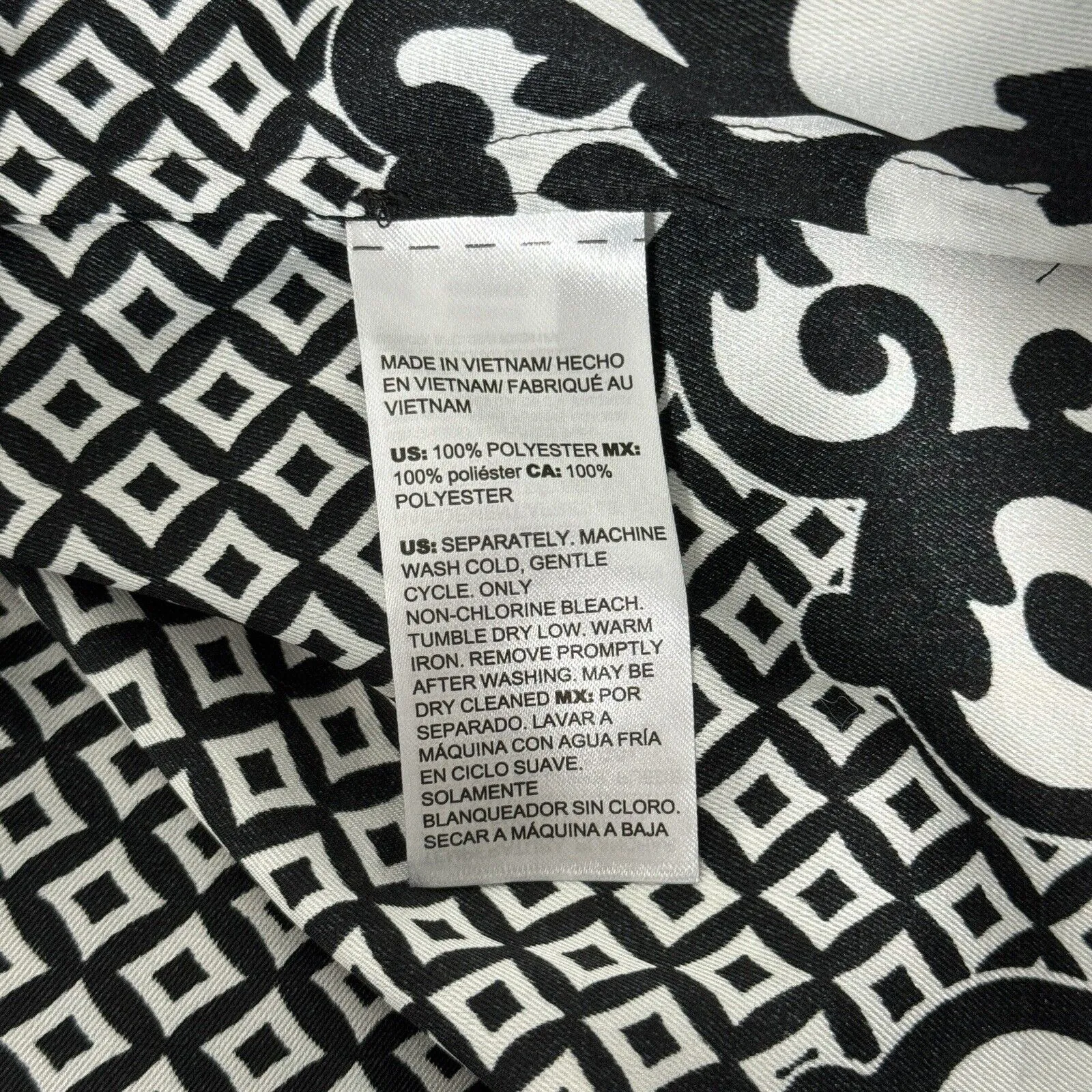 Chicos Shirt Womens 8 10 Black‎ White Geometric Tunic Top Office Career Casual - Image 8