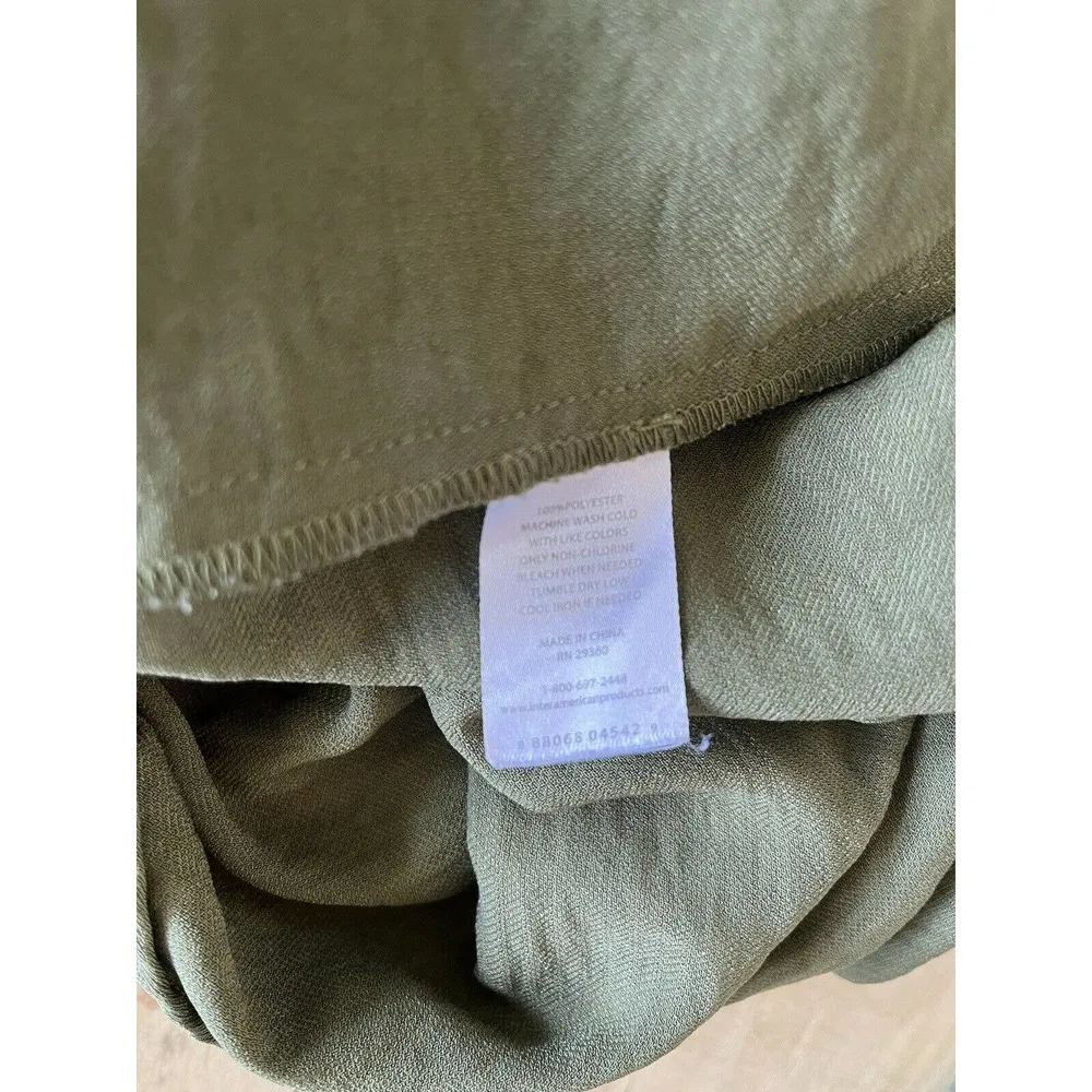 Dip Army Green Long Sleeve Knee Length Popover Shirt Dress Size Small - Image 8