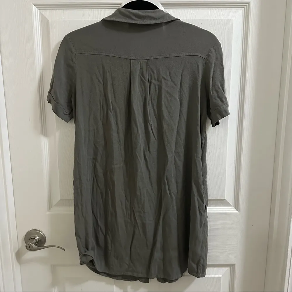 LULU’S Oxford Comma Olive Green Mini Shirt Dress Women’s size XS - Image 10
