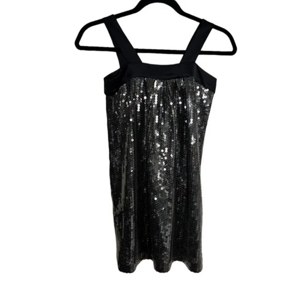 LARok Silver Black Ribbon Neckline Cocktail‎ Dress Holiday Party Dress Metallic Size XS - Image 5