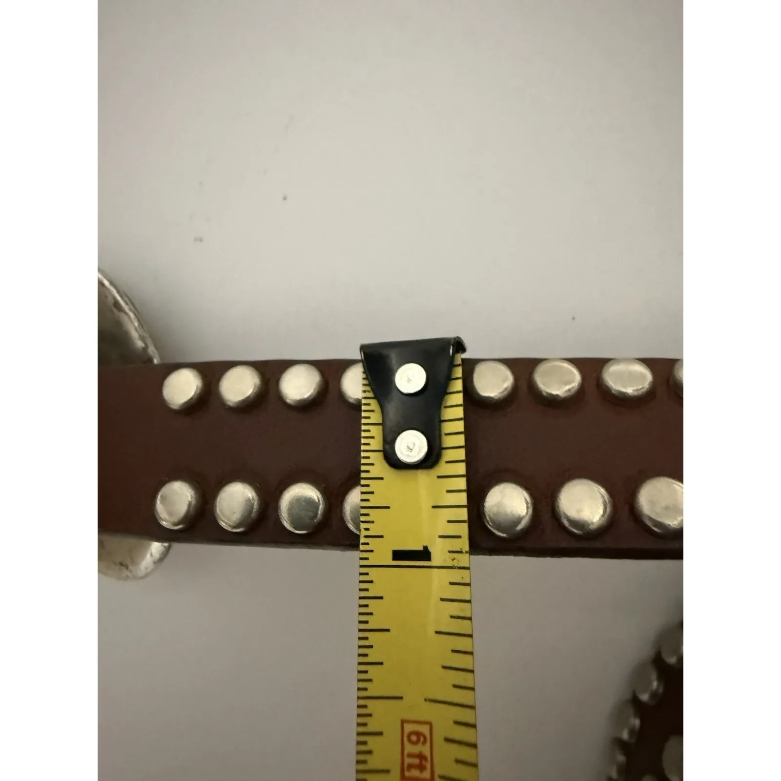 Western Studded Belt San‎ Juan Creek Brown Leather Silver Stamped 35" Sz 30 - Image 12