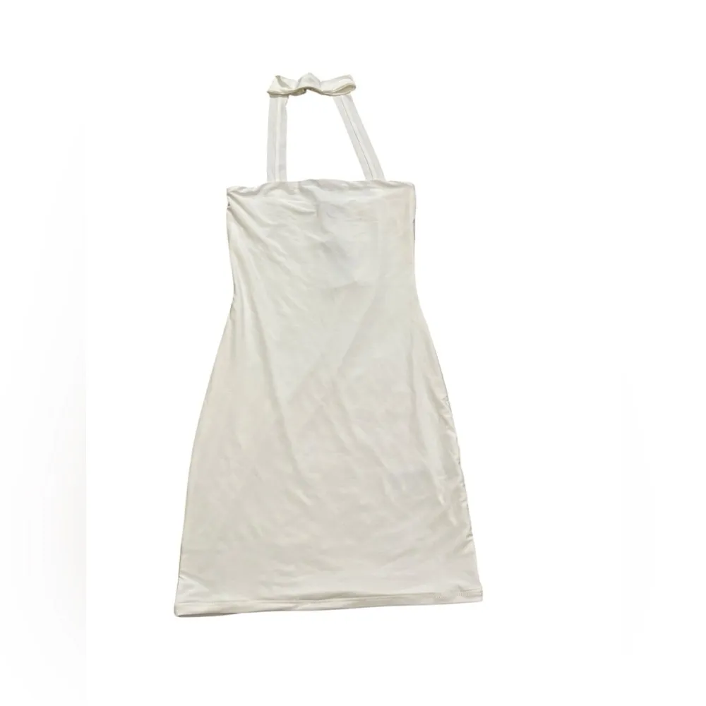 PrettyLittleThing White choker neck Mini Dress - Image 3