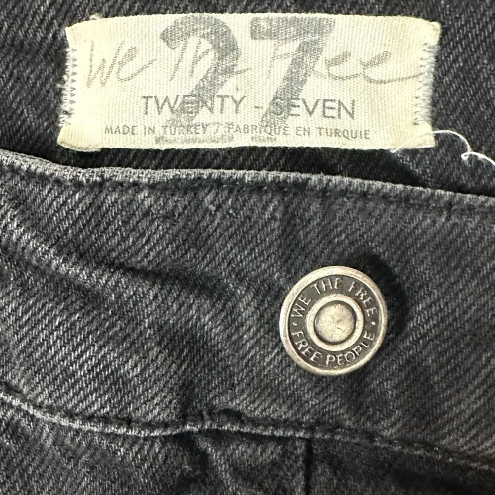 Free People 90s Grunge Distressed Wide Leg Crop Jeans Washed Black Size 27 Baggy - Image 6