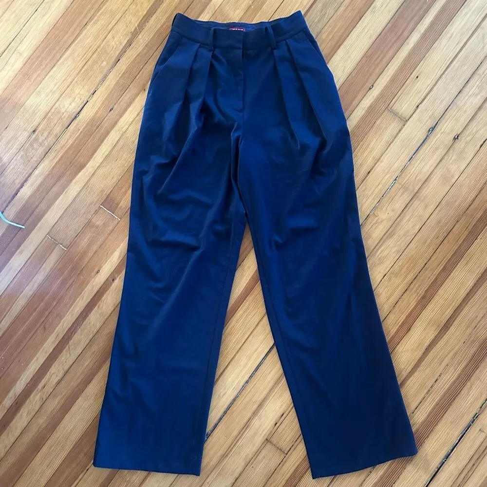 STAUD Luisa Straight Leg Trouser Pants in Navy Blue Size 4 - Image 3