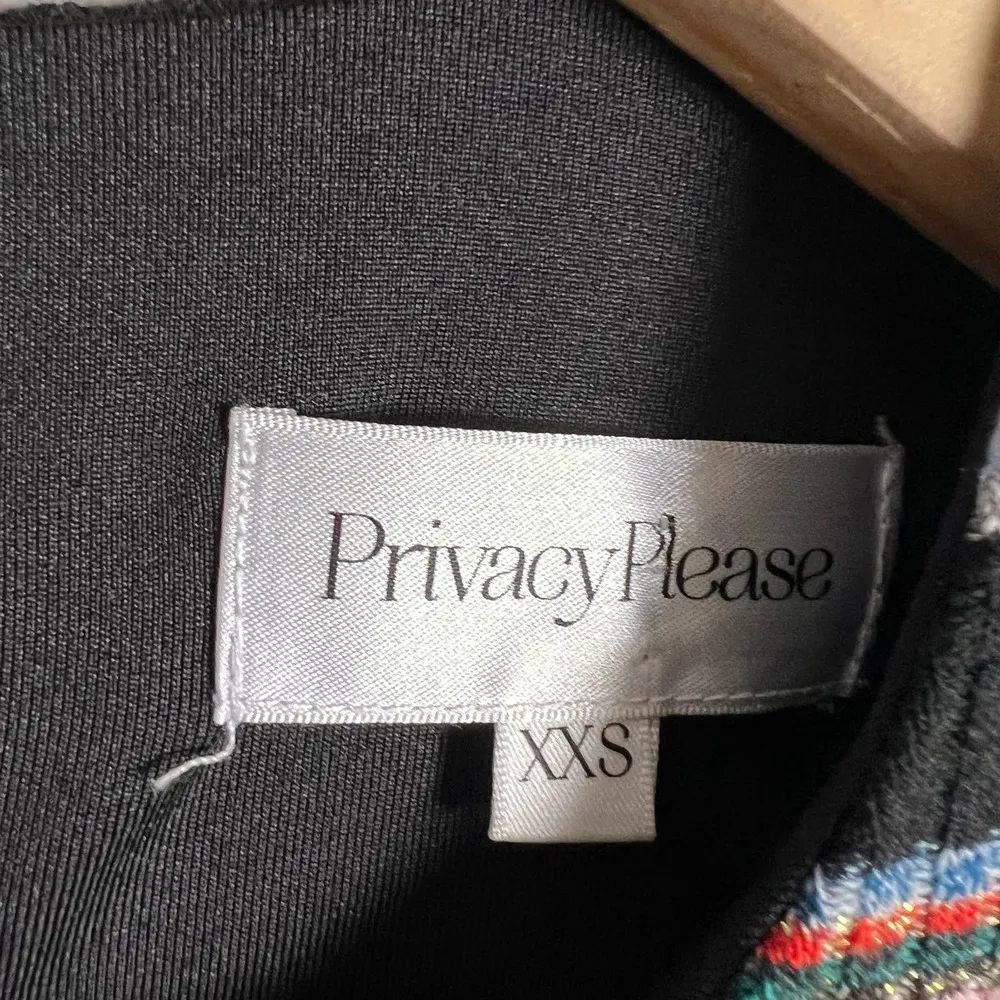 Privacy Please Black Ribbed Striped Open Tie Back Long Sleeve Top Size XXS - Image 9