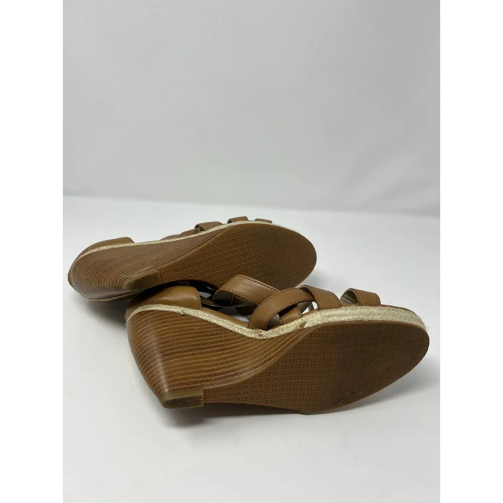 Tahari Women's‎ Strappy Leather Wedge Sandals Brown Sz 9.5 - Image 6