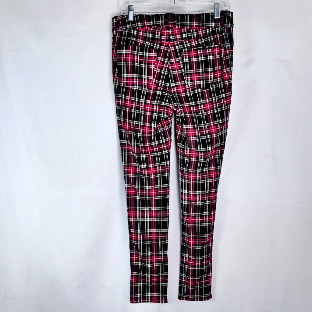 Seven 7 women's red tartan plaid skinny stretchy leggings size 8 - Image 6