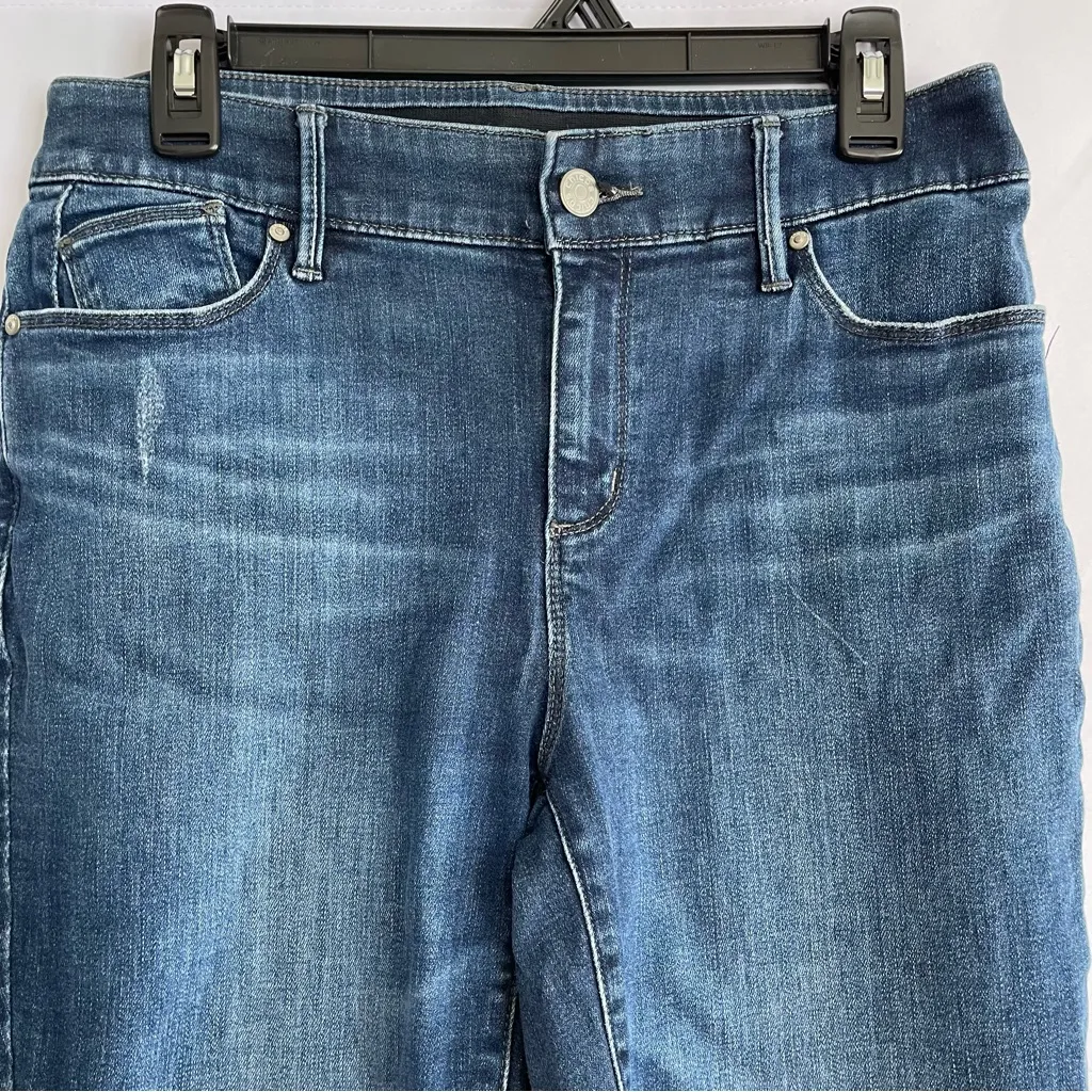 Chico’s Mid Rise Denim Blue Jean Stretch Waist Distressed Skinny Women Sz 0R=4R - Image 4