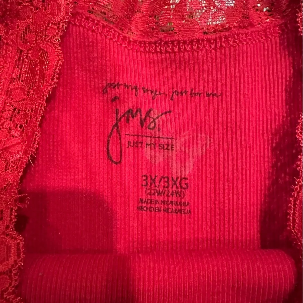JMS Bella Swan Womens Plus Sz 3X Red Ribbed Layering Lace Tank Top Stretch Y2K - Image 3