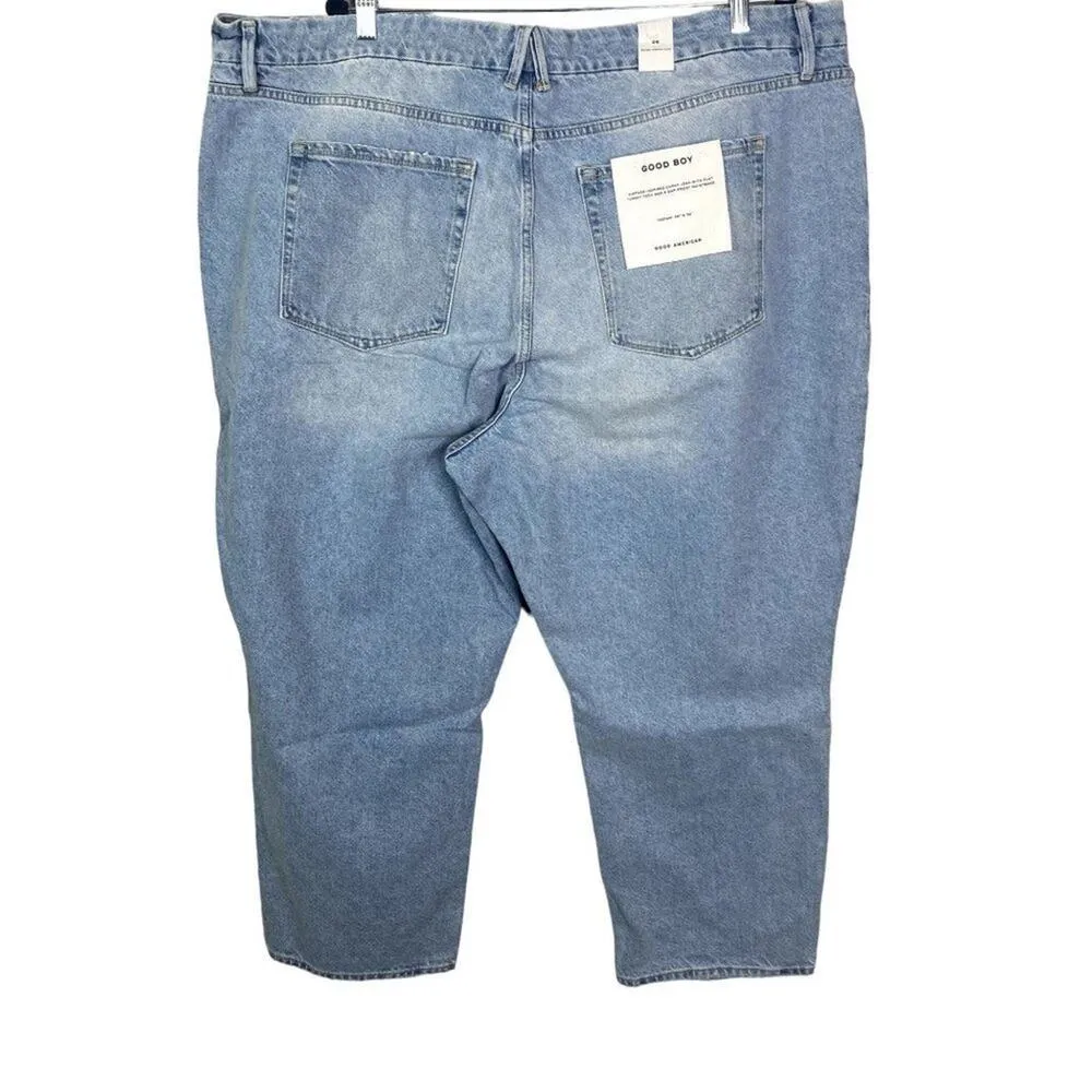 NWT Good American Good Boy Distressed Plus Curvy Straight Leg Jean 24 Blue #3039 - Image 6
