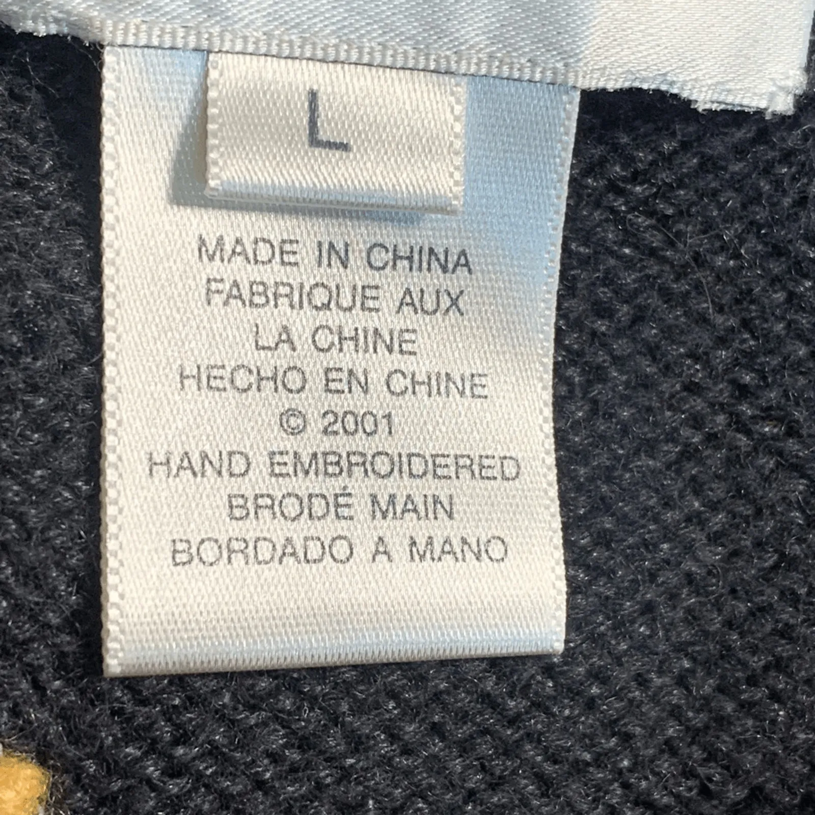 Vintage Susan Bristol Hand Embroidered Dark Floral Knit Cardigan Black Large - Image 8