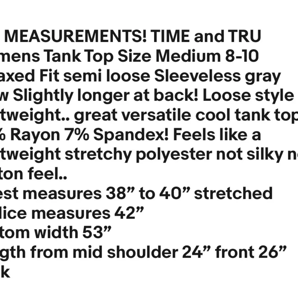 TIME and TRU Womens Tank Top Size Medium 8-10 Relaxed Fit Sleeveless Gray  New - Image 7