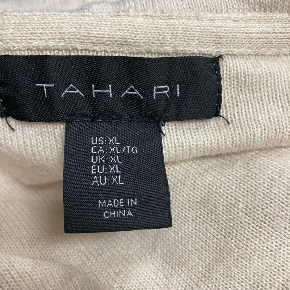 TAHARI Cardigan Ivory/Cream Hooded Long Sleeves Size XL‎ - Image 10