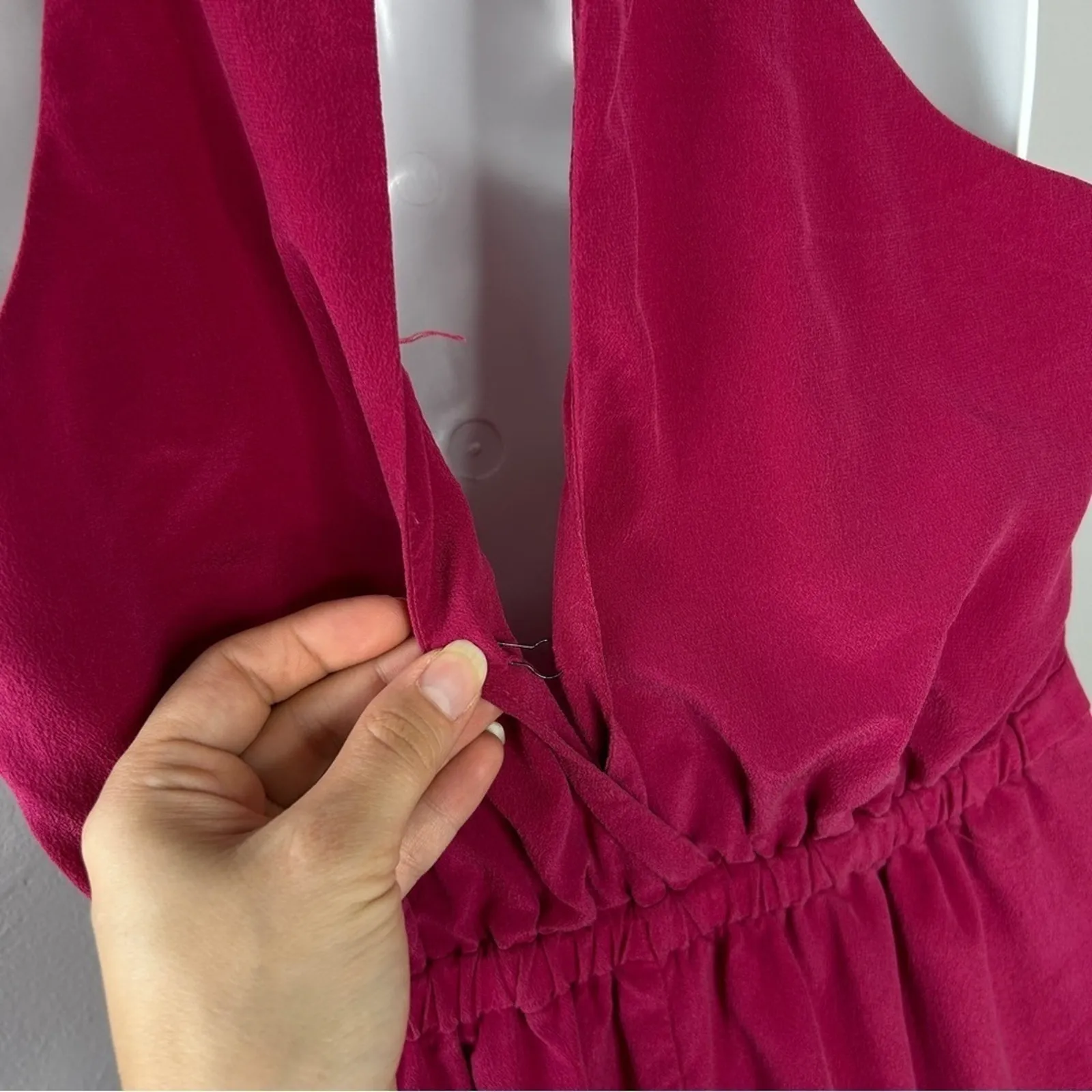 MADEWELL Silk Mini Dress Womens 4 Pink Boho Summer Casual Everyday Feminine Chic - Image 6