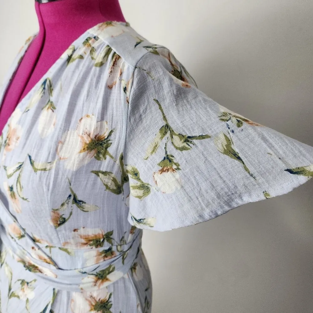 Promesa High-low Wrap Dress Light Blue Floral Asymmetrical Spring Summer Sz M - Image 8