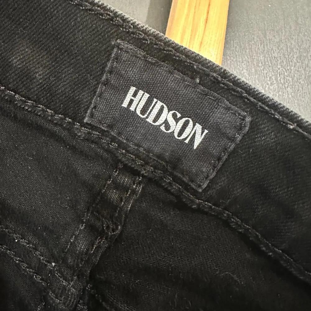 HUDSON Krista Super Skinny Crop Black Denim Jeans - Size 30 - Image 8