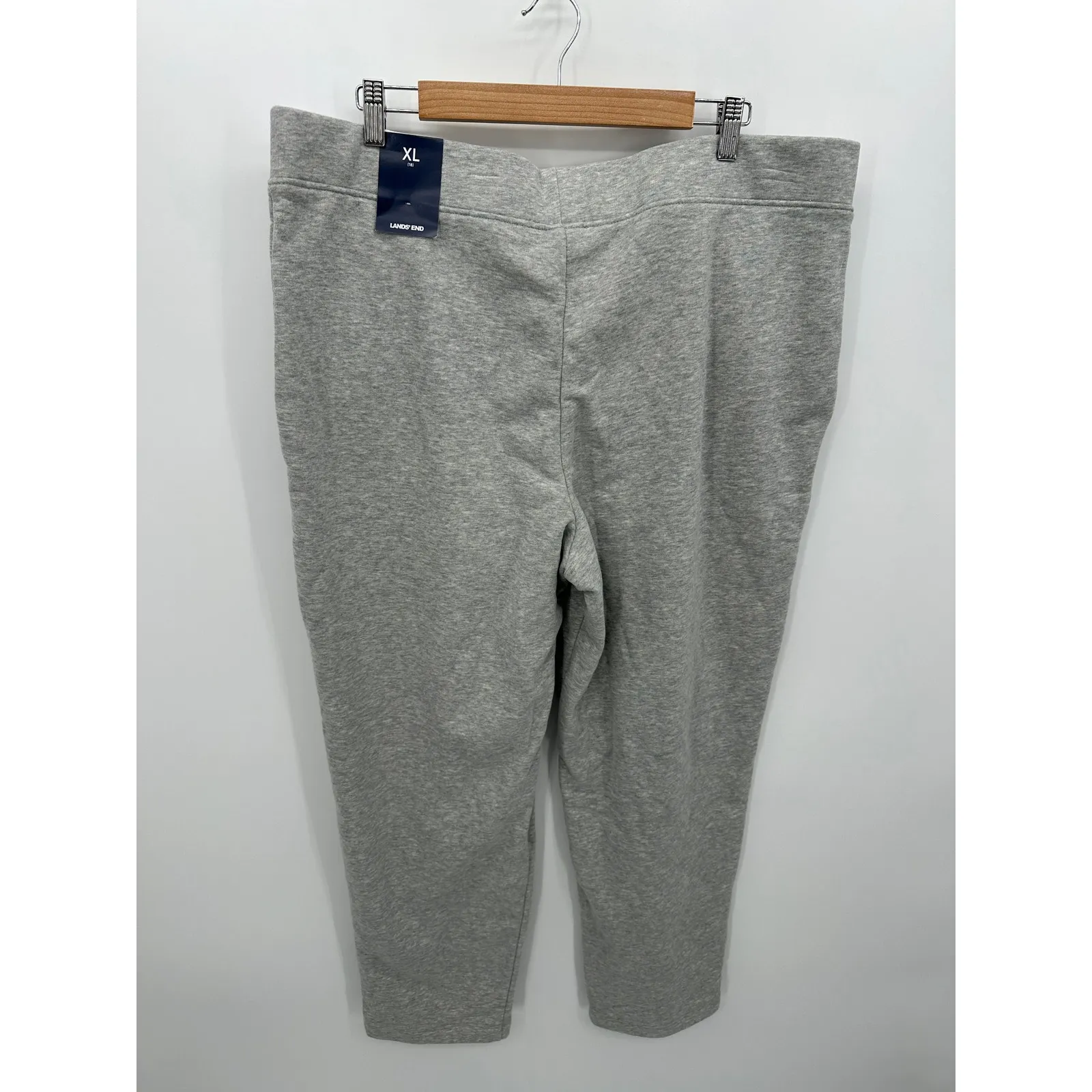 Lands' End Serious Sweatpants Women XL Gray Knit Straight Leg Stretch Waist NWT - Image 2