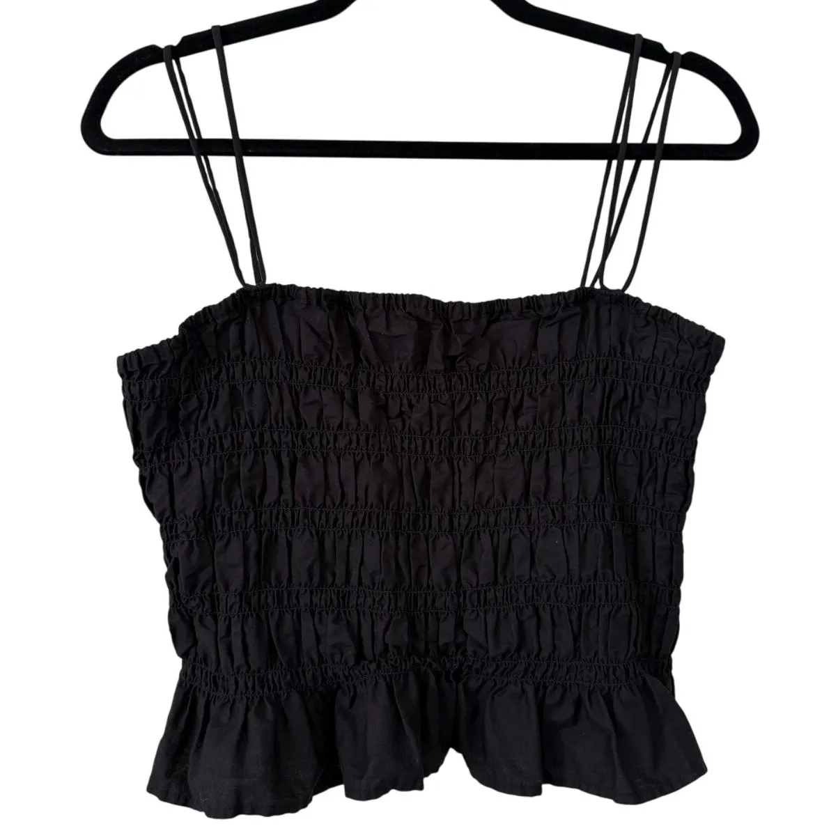 H&M Black Smocked Strappy Bodice Top-Going Out/Party/Concert/Night Out-L/XL - Image 3