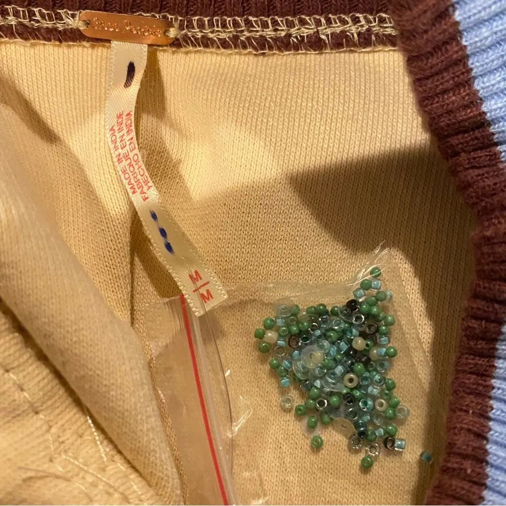 Free People Bali Day Dreams Wander Beaded Patchwork Crew Pullover Sweatshirt | M - Image 9