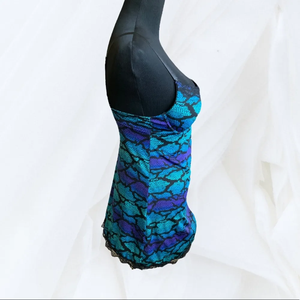 XOXO Blue,Black & Purple night slip-on dress size M - Image 6