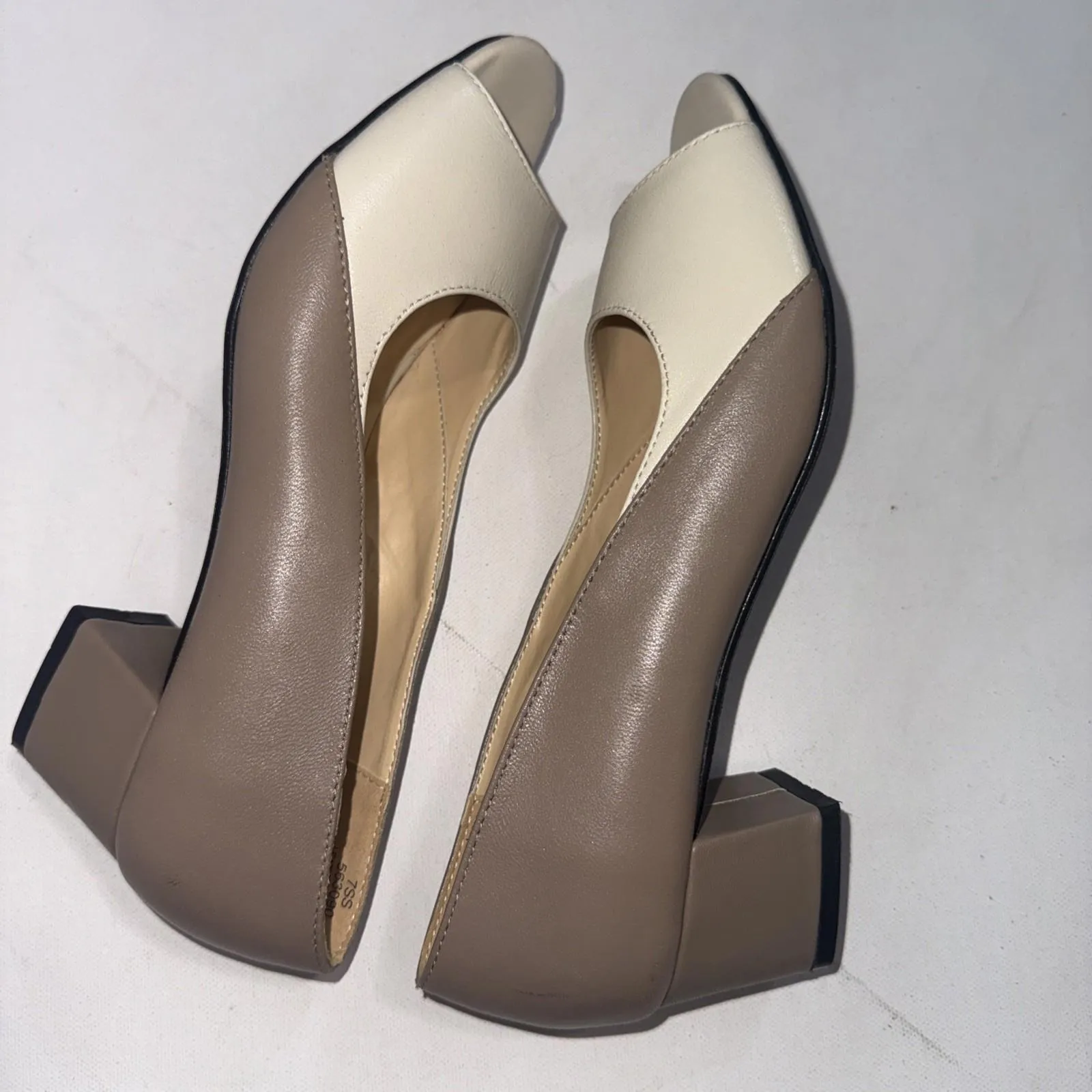 Beacon Fashion & Fit Old Money Classy Leather Peep Toe Pumps Heels Shoes 7SS Size 7 - Image 7