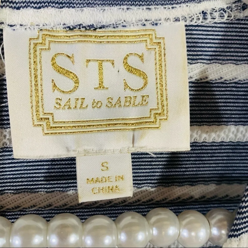 Sail to Sable Textured Knit Stripe Long Sleeve Dress in Navy Size S - Image 10