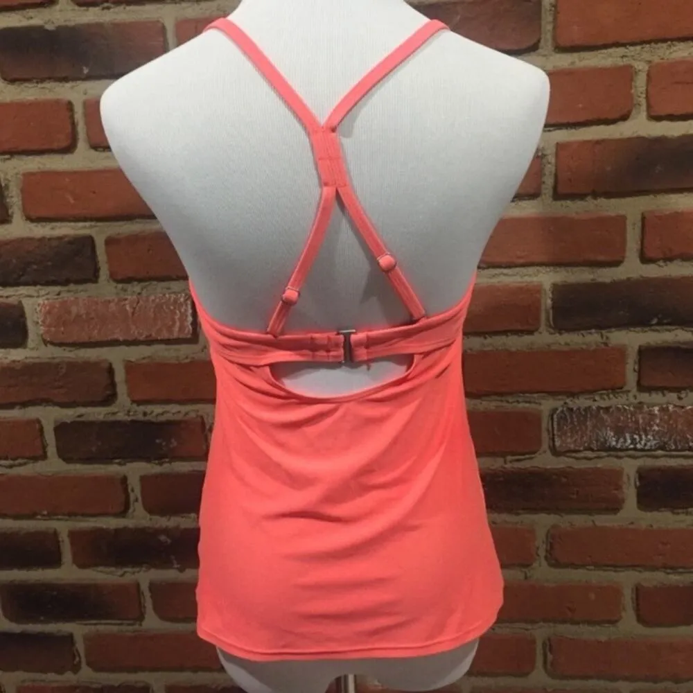 Athleta Swim Tankini Top Sz 34B/C Coral Color Convertible Strap Tankini Top - Image 4