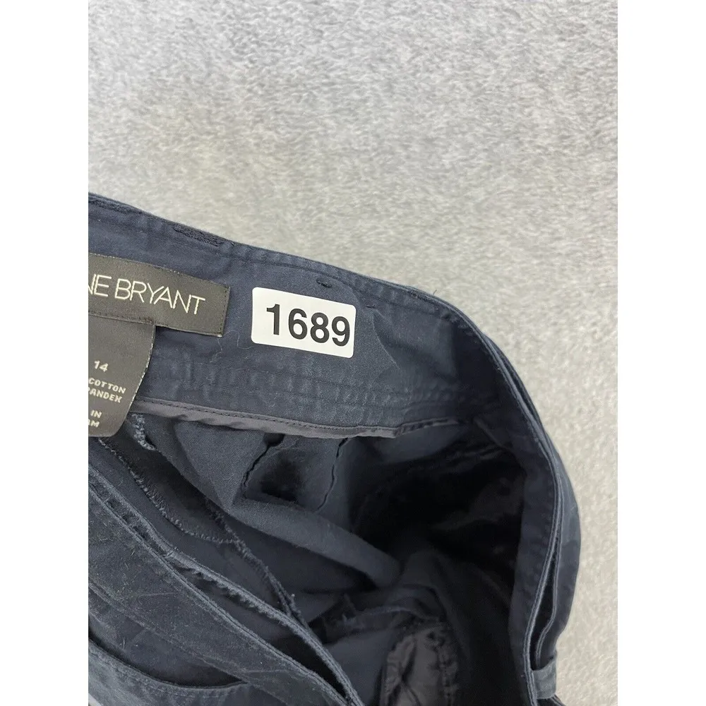 Lane Bryant Women's Capri Pants Solid Navy Blue Size 14 Belted Cotton Blend - Image 10