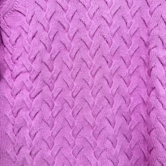 Lands' End Drifter‎ Pink Long Sleeve Cable knit Sweater Fisherman Cabin Med - Image 4
