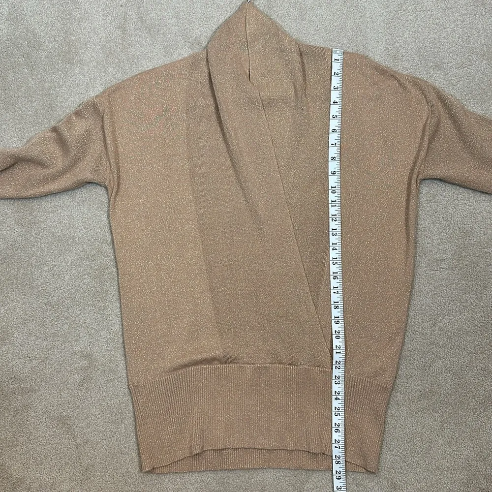 Chaus New York Gold Glitter Sparkle Faux Wrap Sweater Top Women Size Large - Image 5