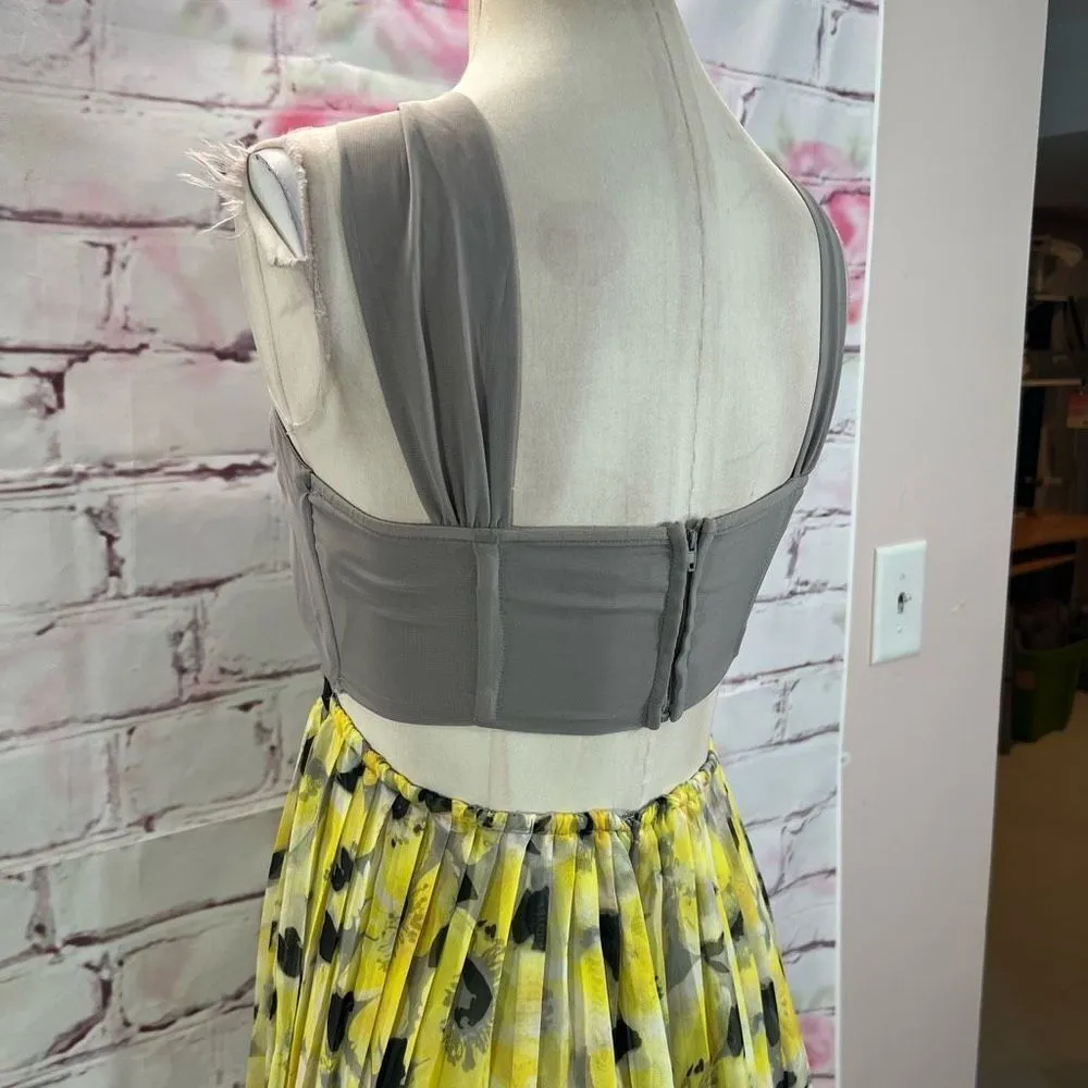 Ryu yellow floral accordion pleated halter maxi dress - Image 5