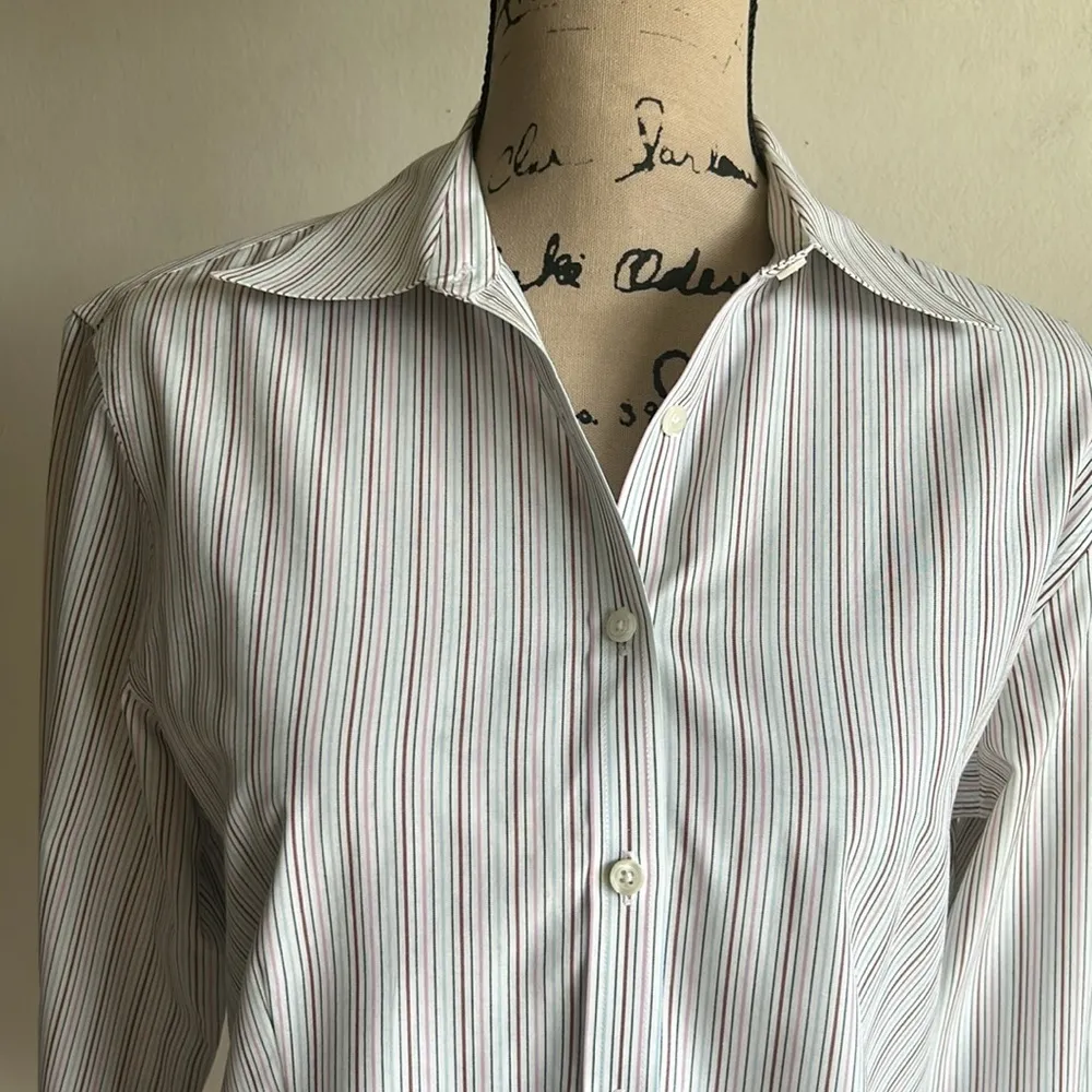 Brooks Brothers Striped Button Down Top Size 8 - Image 4