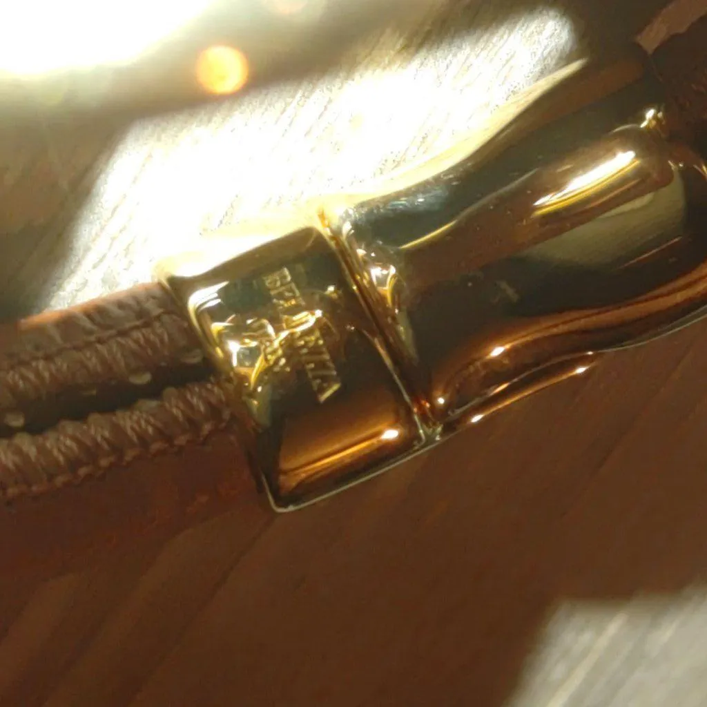 Bracelet Bellezza Italy Knot Brown Leather Gold Tone Magnetic Closure Stamped - Image 9