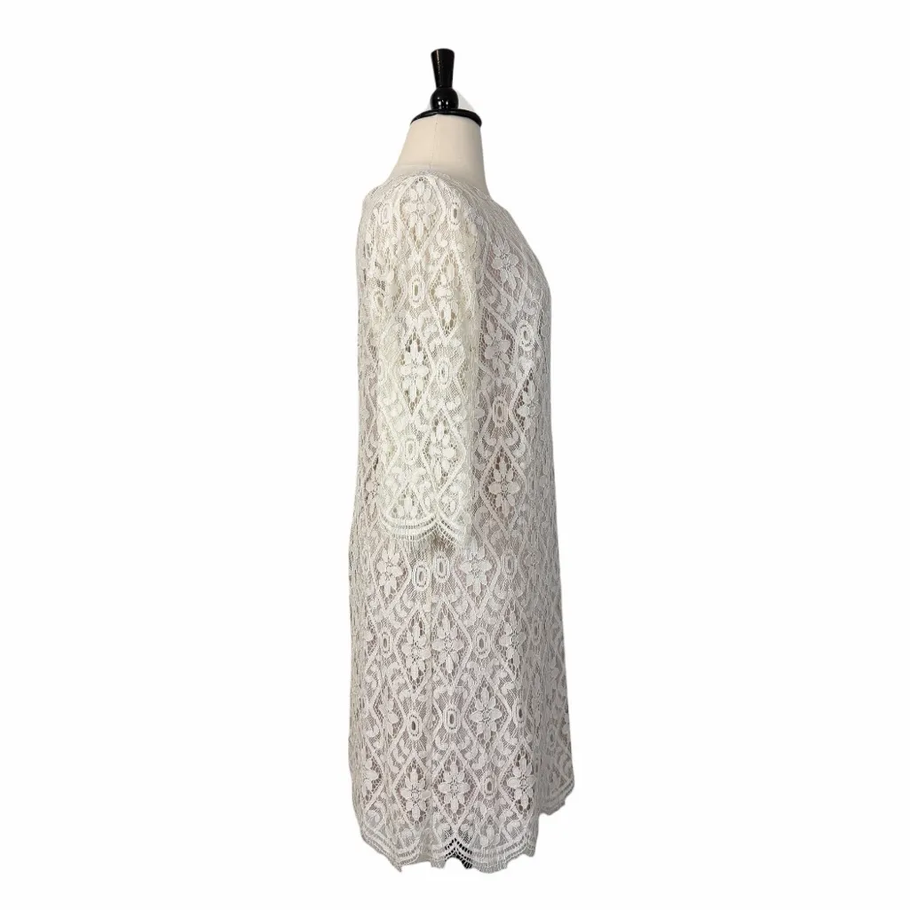 Eliza J New Cocktail Dress Ivory Cream Lace 3/4 Sleeve Shift Women’s Size 18W - Image 3