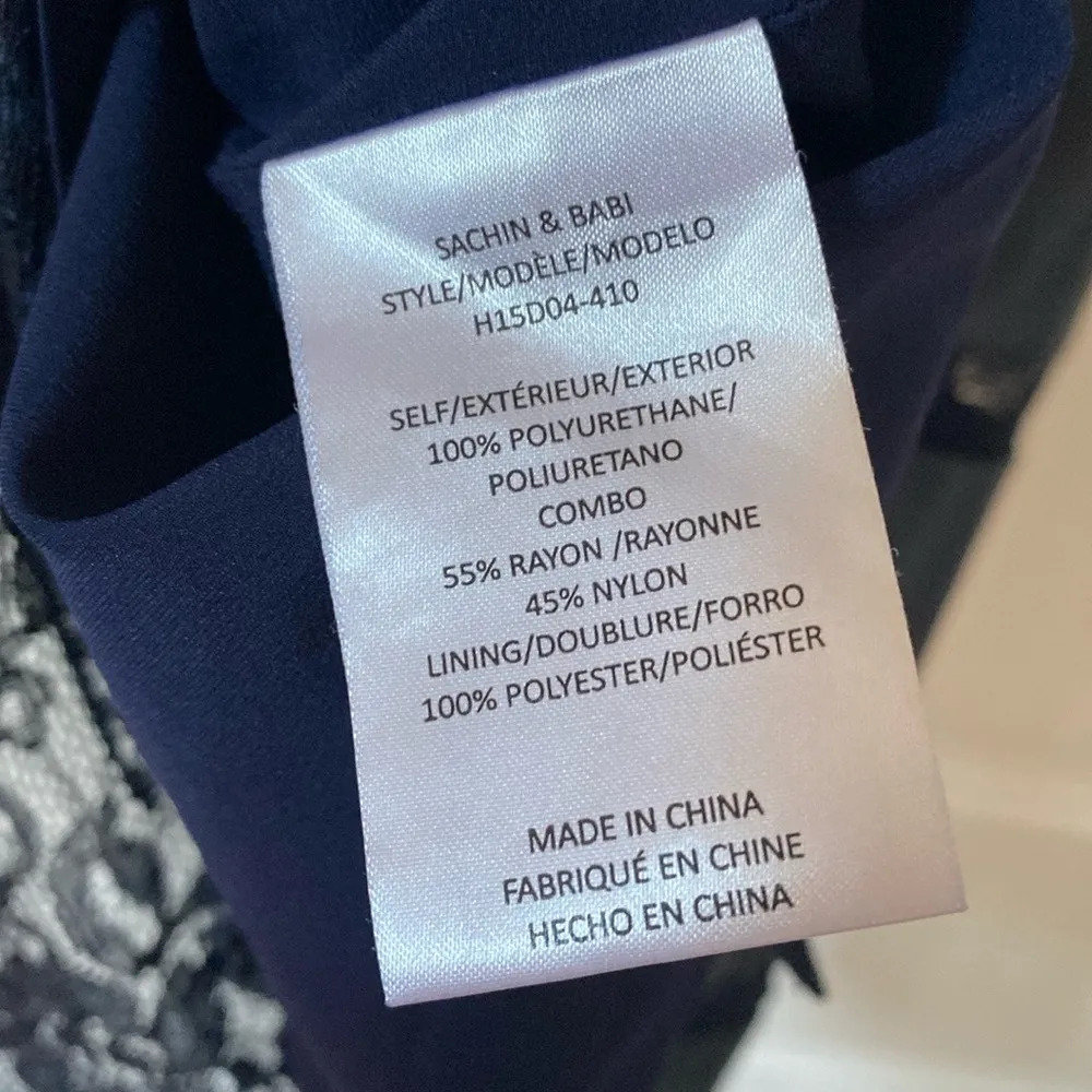 Sachin & Babi Navy Guineo Dress Midnight Navy Faux Leather Designer Lace Celeb‎ - Image 11