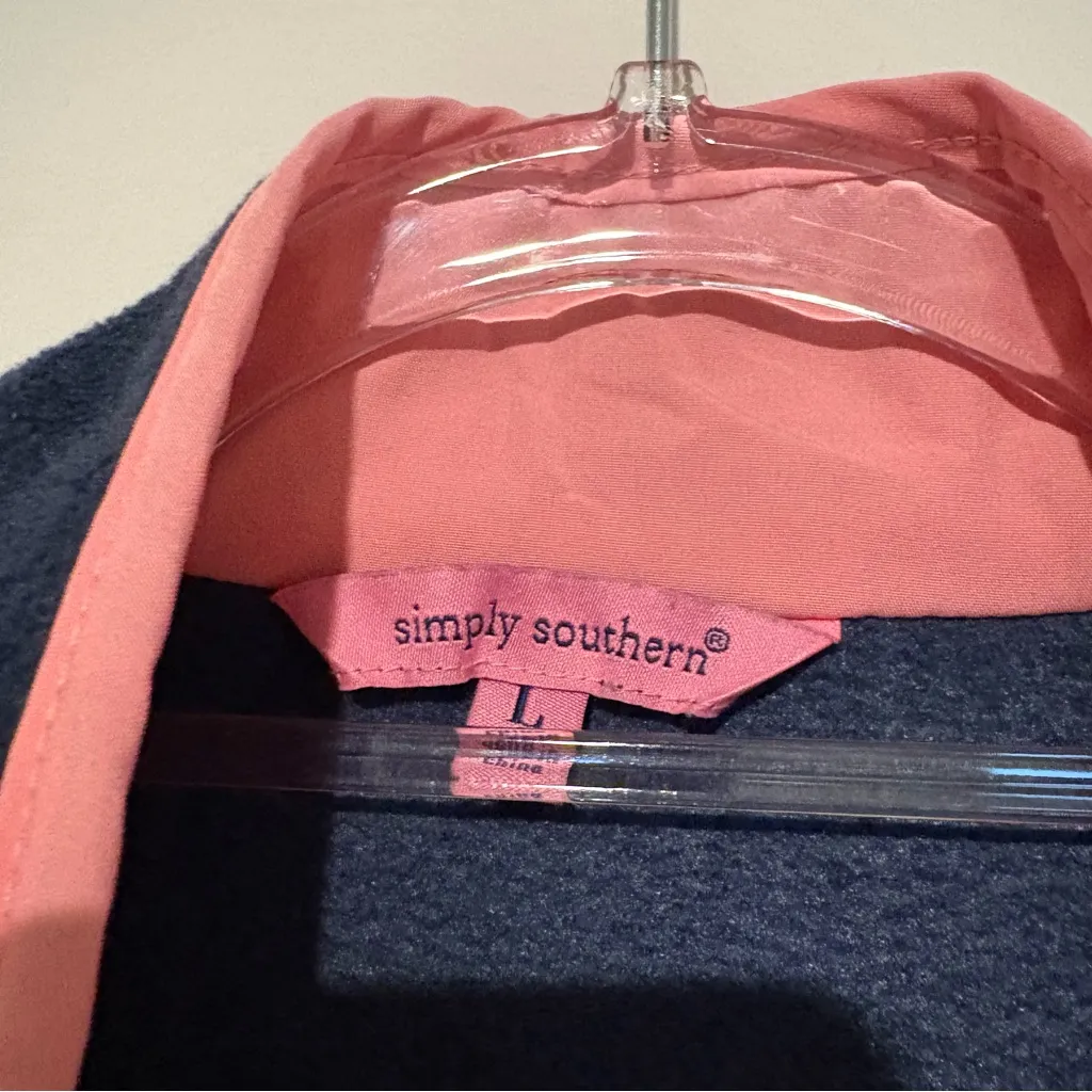 Simply Southern button down Jacket star print Navy blue pink & white size large - Image 5