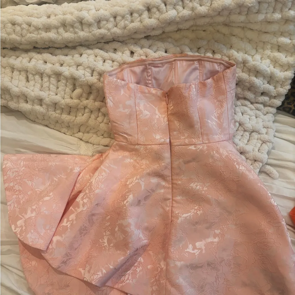 Babyboo Pink Strapless Ruffle Hem Mini Dress - Image 3