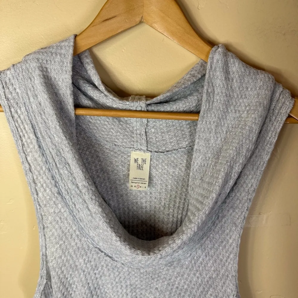 Free People We The Free Swing It Cowl Neck Tank Size Small Waffle Knit Gray Boho - Image 5