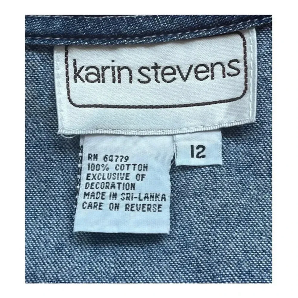 Karin Stevens Vintage Denim Jean‎ Dress Jumper Button Down Women Size 12 - Image 6
