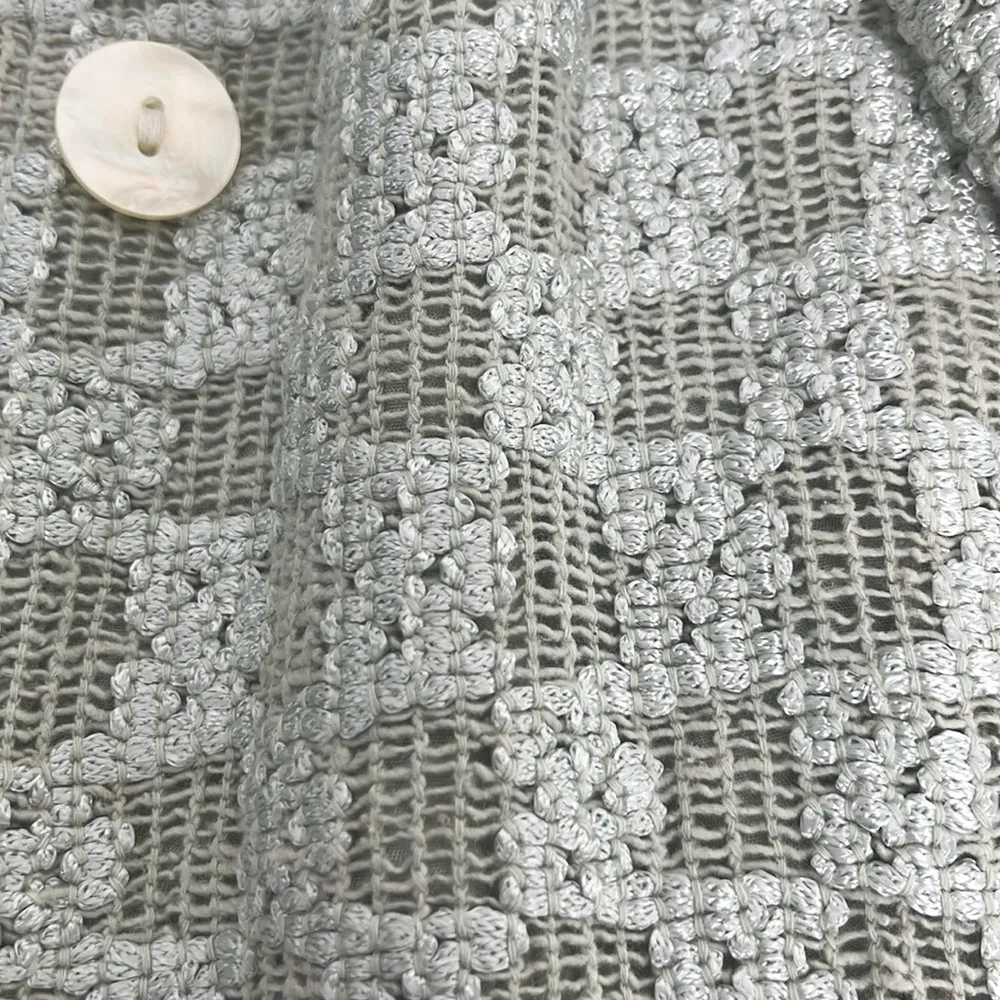 Vintage Sisley Blazer Jacket Celery Green Textured Size Medium - Image 3