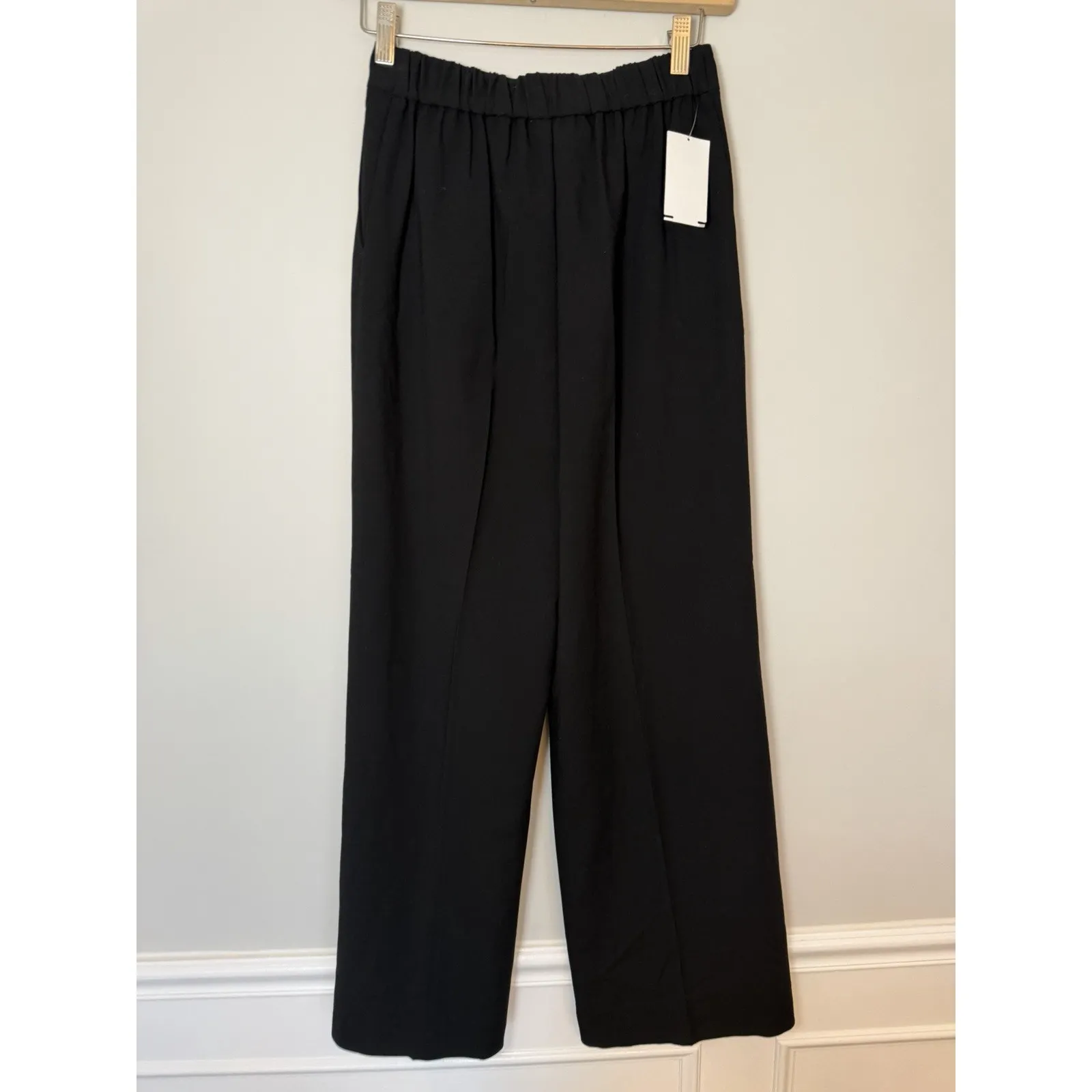 Nordstrom High Rise Wide Leg Trousers Women Pants Size 0 Black Elastic Back NWT - Image 7