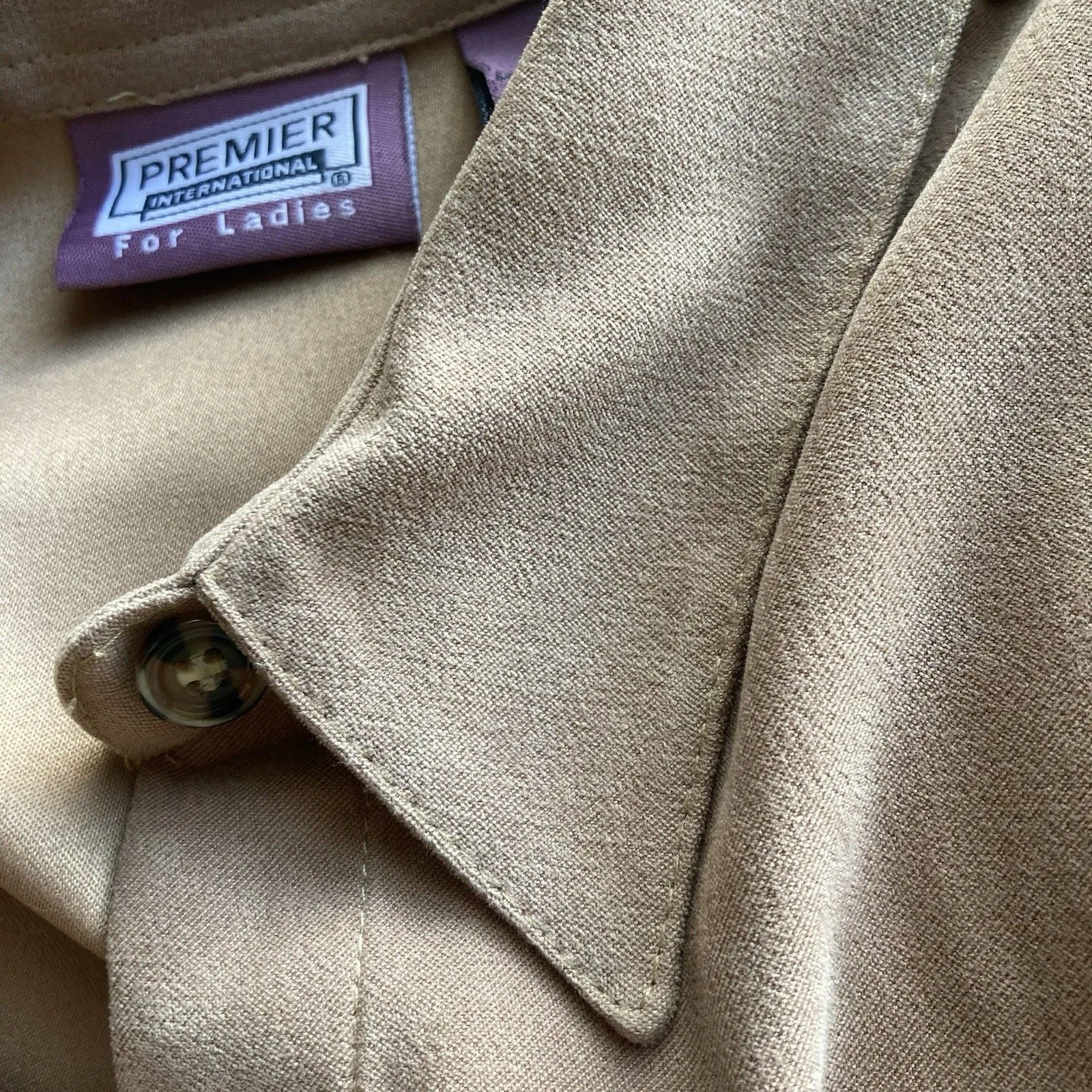 Beige Womens Shirt Jacket M Tan Microsuede Button Shacket Academia Neutral Norm Size M - Image 7